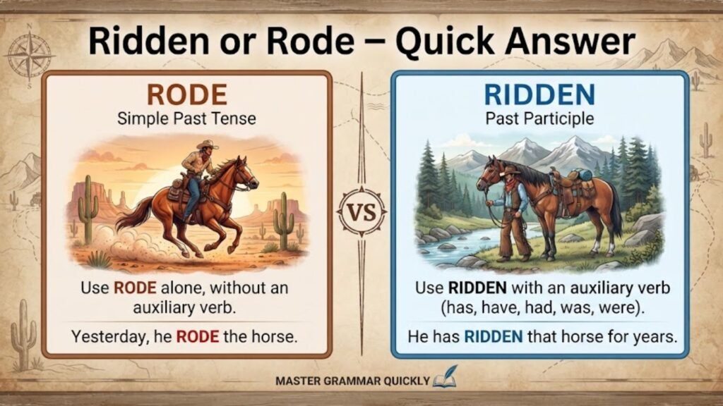 Ridden or Rode – Quick Answer