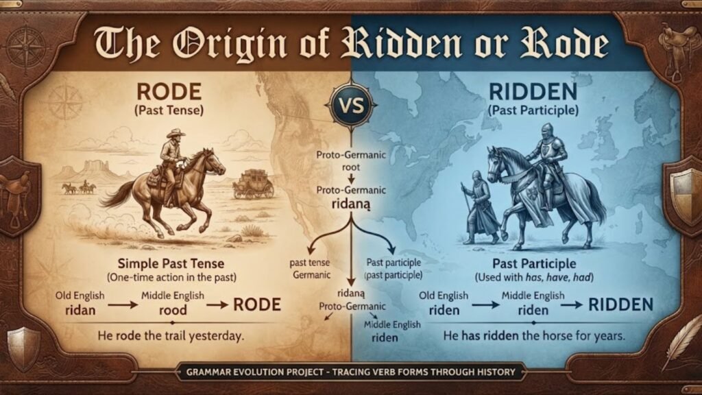 The Origin of Ridden or Rode